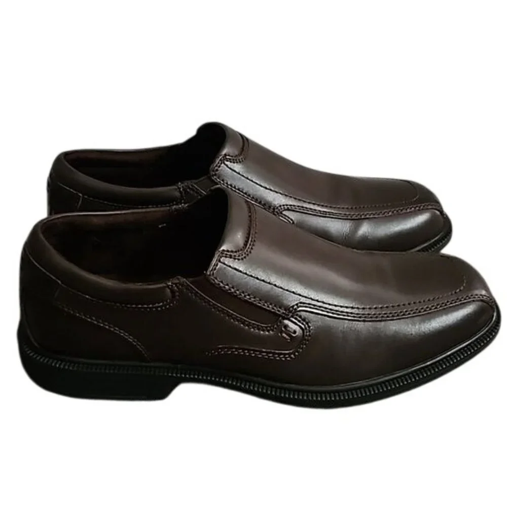 Nunn Bush Bleeker Street Bike Toe Slip On Dress Shoes 9.5 Men's New Brown Office